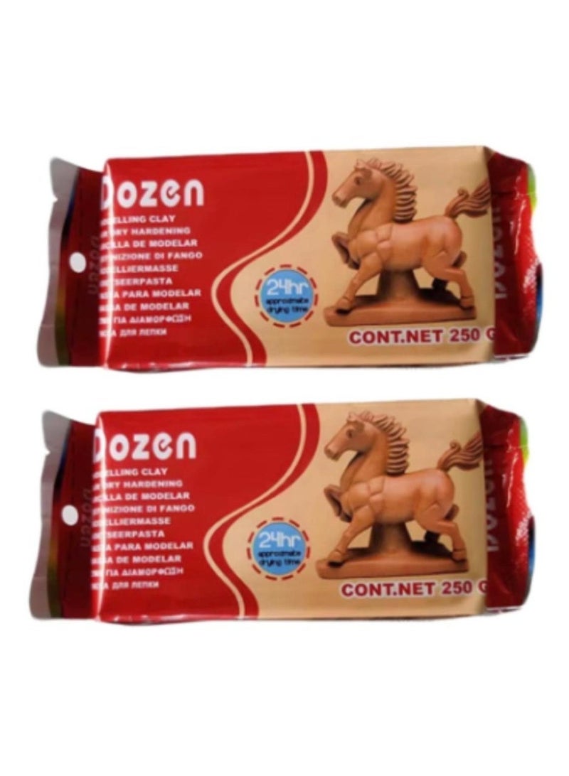 Dozen Two packs of air-drying, brown ceramic clay (modeling clay) - 250g - Image 1
